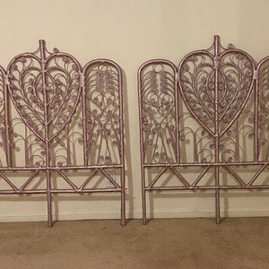 Pair of Mid Century Wicker Rattan Boho Twin Headboards