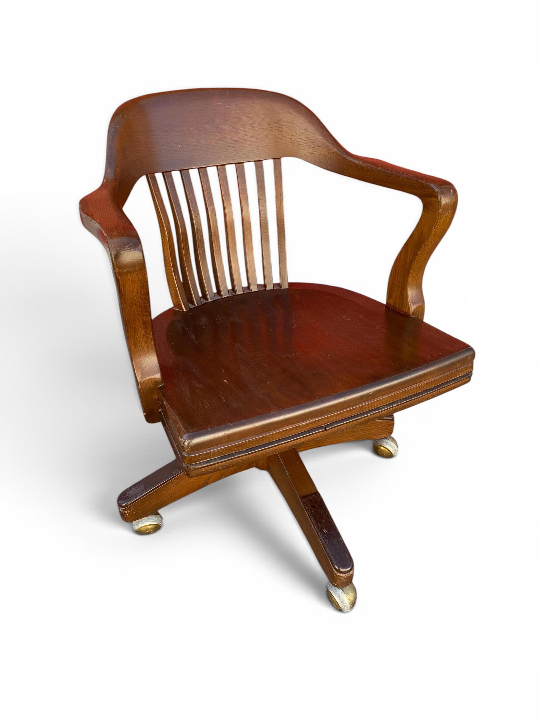 Antique Solid Oak Swivel Office Chair: BL Marble Banker's Chair - Etsy
