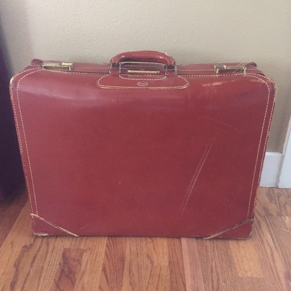 Vintage 1940s /1950s 24" Towne Leather Suitcase /… - image 5