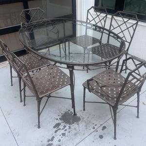 Vintage Brown Jordan “Calcutta” Cast Aluminum Patio Set-table and 6 chairs with cushions