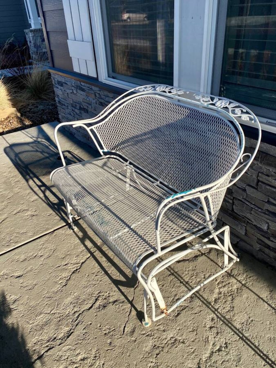 Vintage Woodard Wrought Iron Glider Loveseat Etsy