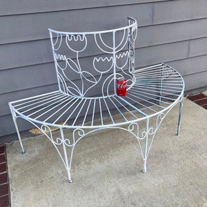 Pair of Vintage Woodard / Salterrini  Wrought Iron Curved benches