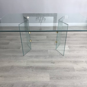 Vintage Mid Century Modern 1980s Glass Dining Table Seats 6-8 People in Style of Leon Rosen for The Pace Collection