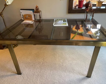Vintage Milo Baughman Brass Extending Dining Table by Design Institute of America