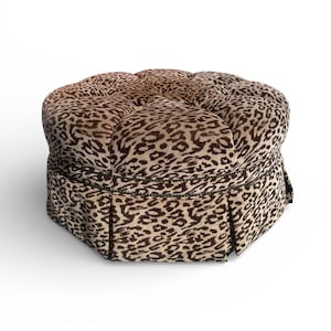Vintage Michael Amini Hollywood Regency Cheetah Velvet Ottoman