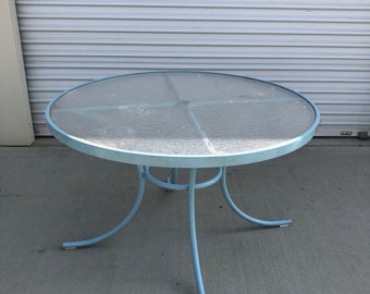 Vintage Tropitone Dining Table Light Blue Aluminum frames with Textured Acrylic Top Table
