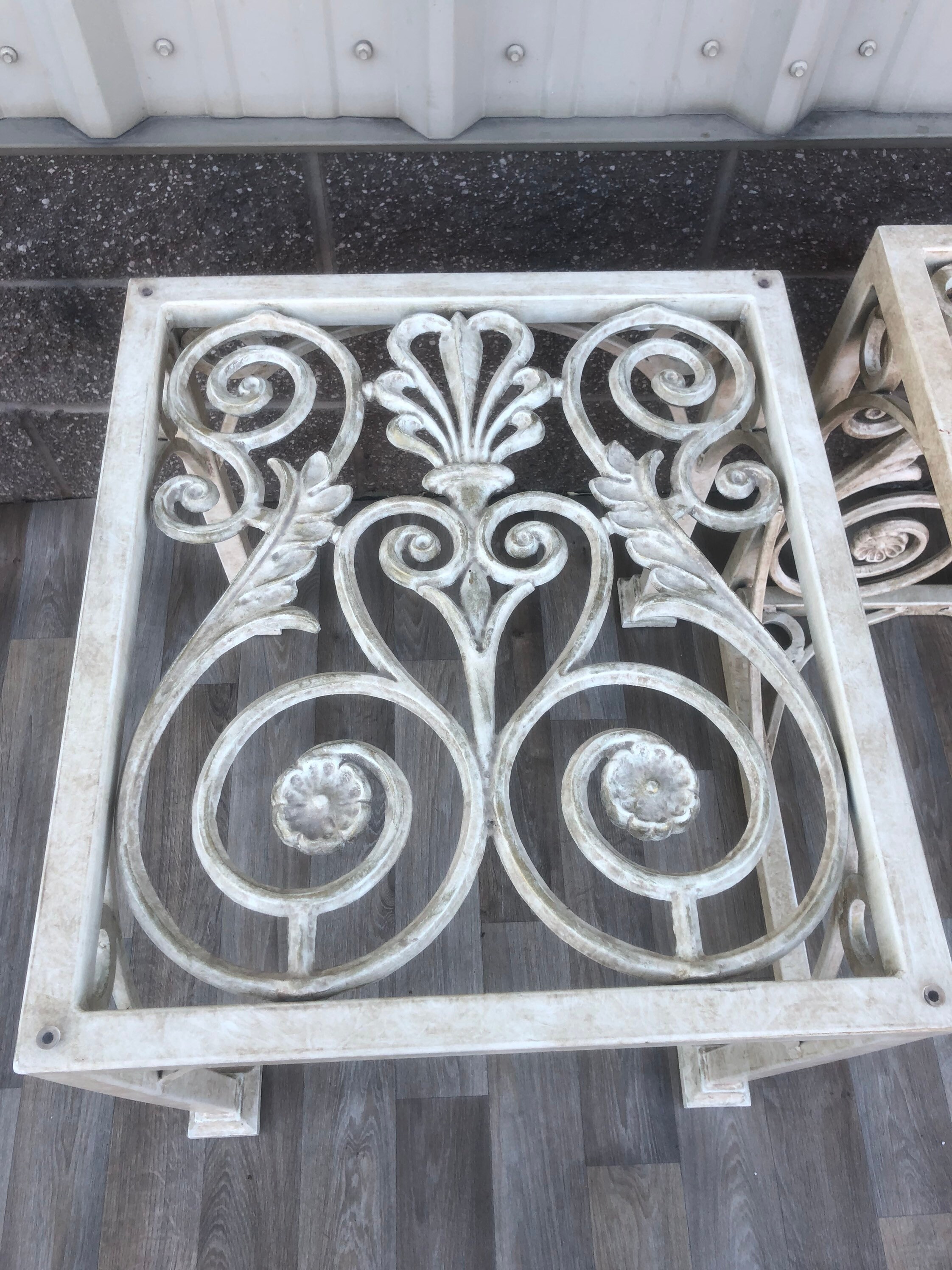 Pair of Vintage Wrought Iron Patio Side Tables No Glass Etsy