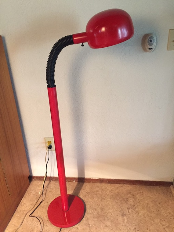 1970 S Retro Mod Red Gooseneck Floor Lamp By Lightolier Retro Mod Red Gooseneck Floor Lamp, Vintage Gooseneck Floor Lamp