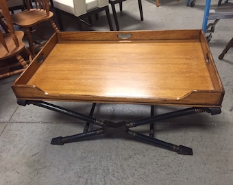 Vintage Drexel Heritage Coffee Table with X Base and Butler's tray top