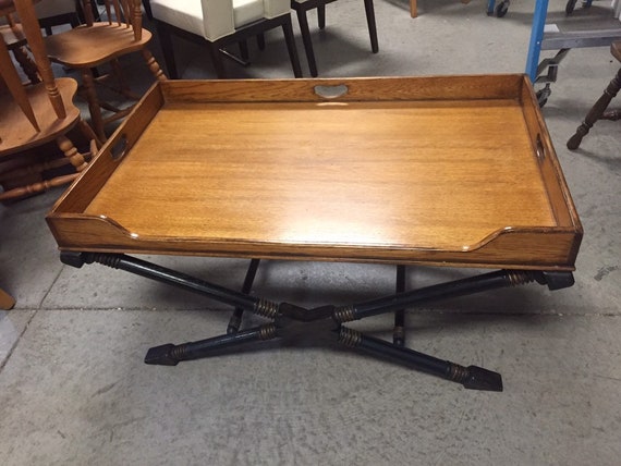 Vintage Drexel Heritage Coffee Table With X Base And - Oak Butler Tray Coffee Table Vintage Drexel Heritage Coffee Table With X Base And - Oak Butler Tray Coffee Table