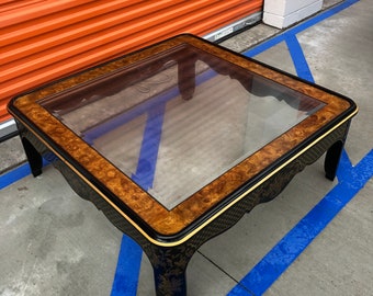 Drexel Heritage Et Cetera Black Chinoiserie Burlwood Square Coffee