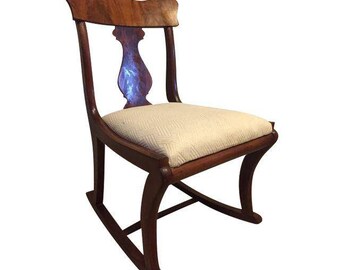 Antique wooden folding rocking chair carved rose design hotsell