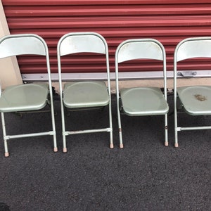 Set of 4 Vintage Folding Children&#39;s Metal School Chairs
