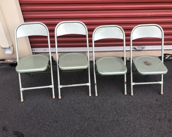 Set of 4 Vintage Folding Children's Metal School Chairs