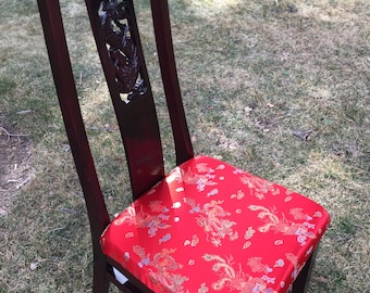 Vintage Chinese Rosewood Dragon Motif Side Chair