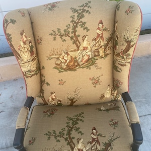 Vintage Chinese Chippendale Wing Back Lounge Chair