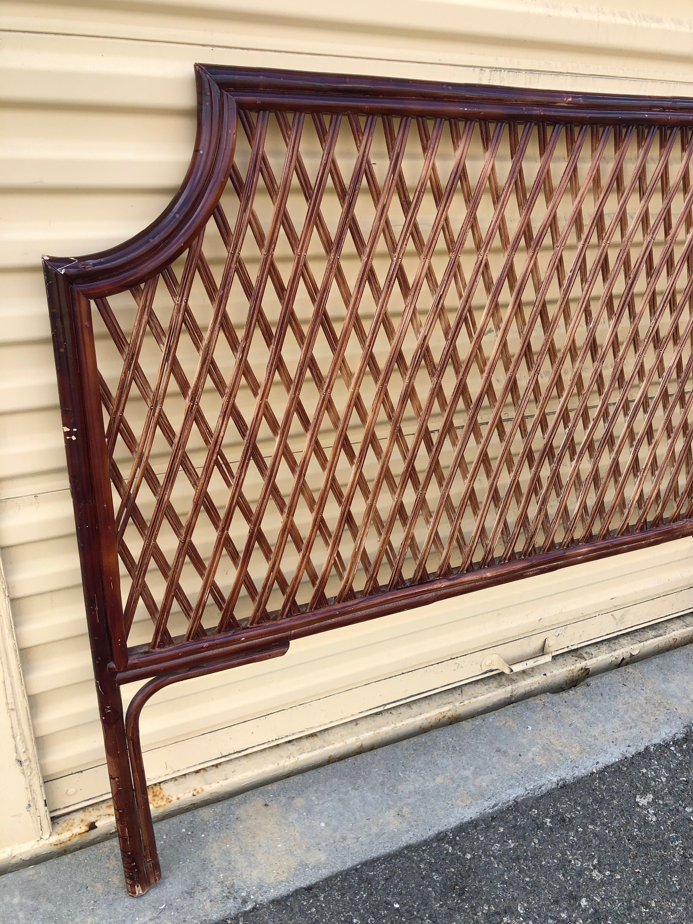 Vintage Mid Century Wicker Rattan Headboard Full Size Etsy
