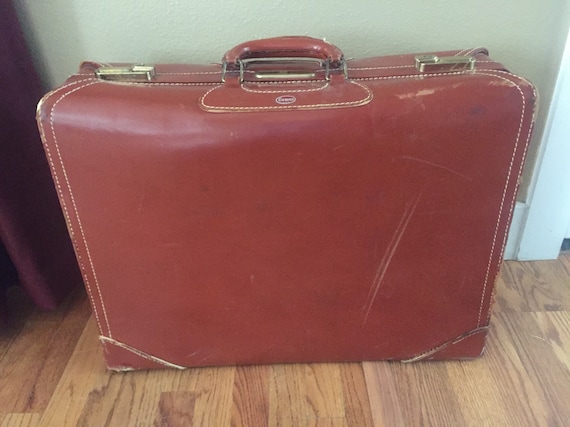 Vintage 1940s /1950s 24" Towne Leather Suitcase /… - image 1