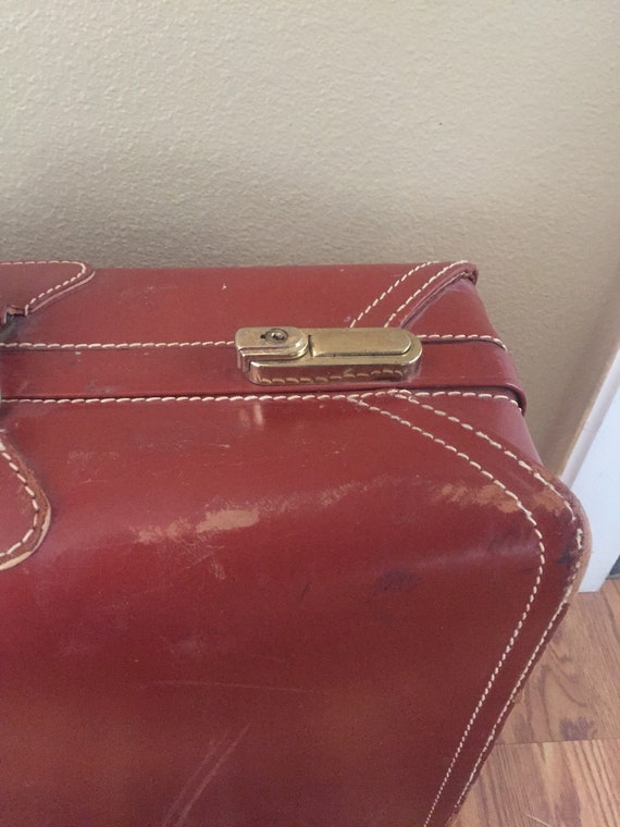Vintage 1940s /1950s 24" Towne Leather Suitcase /… - image 7