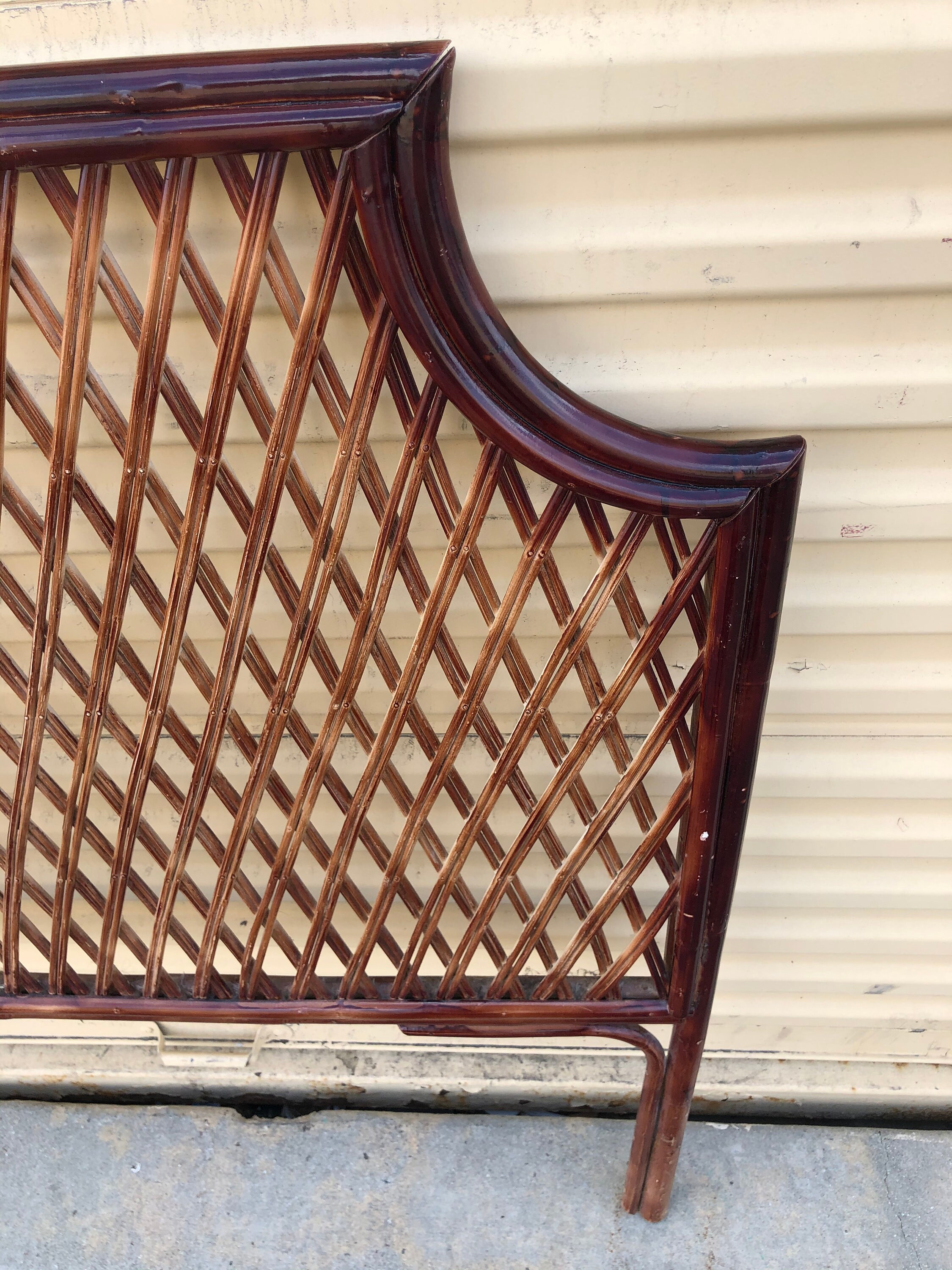 Vintage Mid Century Wicker Rattan Headboard Full Size Etsy