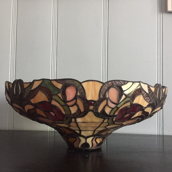 Beautiful Spectrum Tiffany Style Stained Glass Replacement Lamp Shade  18" diameter!