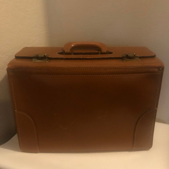 Vintage 1940s /50s Brown Leather Salesman Case, Mi