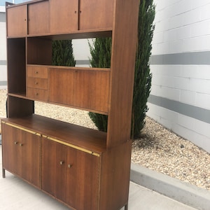 Danish Mid-Century Modern Walnut Bar Cabinet, Office Credenza.  Desk, Room Divider