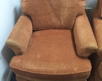 Vintage Upholstered Club Chair -coral chenille