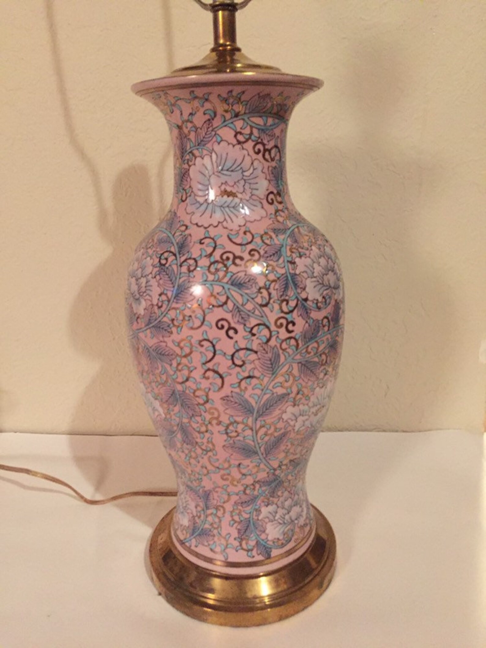 Vintage Hand Painted Asian Enameled Ginger Jar Ceramic Lamp Etsy