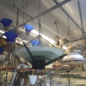 Vintage Modern Art Deco Style Chandelier from Lightolier circa 1970  (2 available)