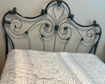 Vintage Elliott’s Design Enameled Metal and Brass King Size Headboard