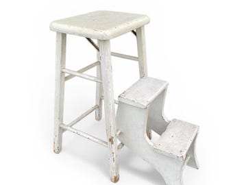 Antique Farmhouse Rustic kitchen stool/ step ladder ,