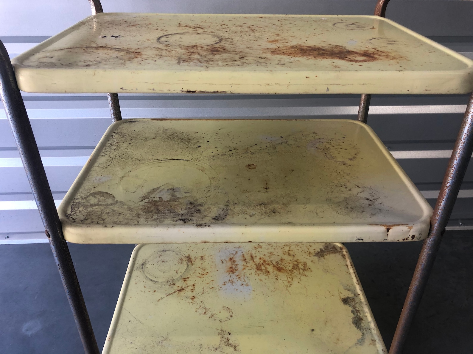 Vintage Retro Cosco Yellow Metal Kitchen Rolling Cart 3 Tiers Etsy