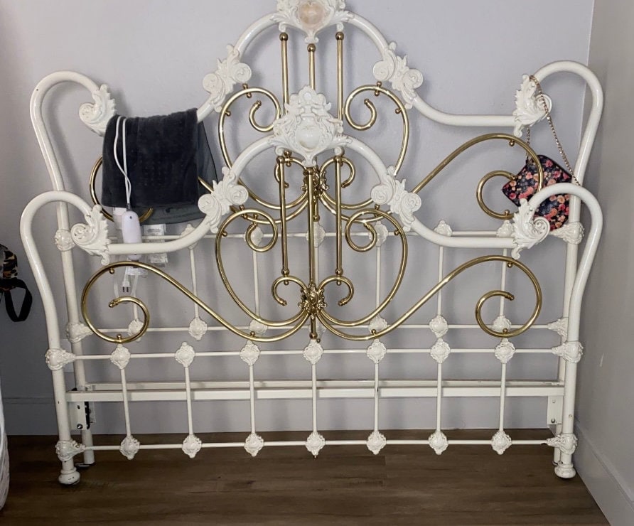 Vintage Elliott's Design California King White Enameled Iron and