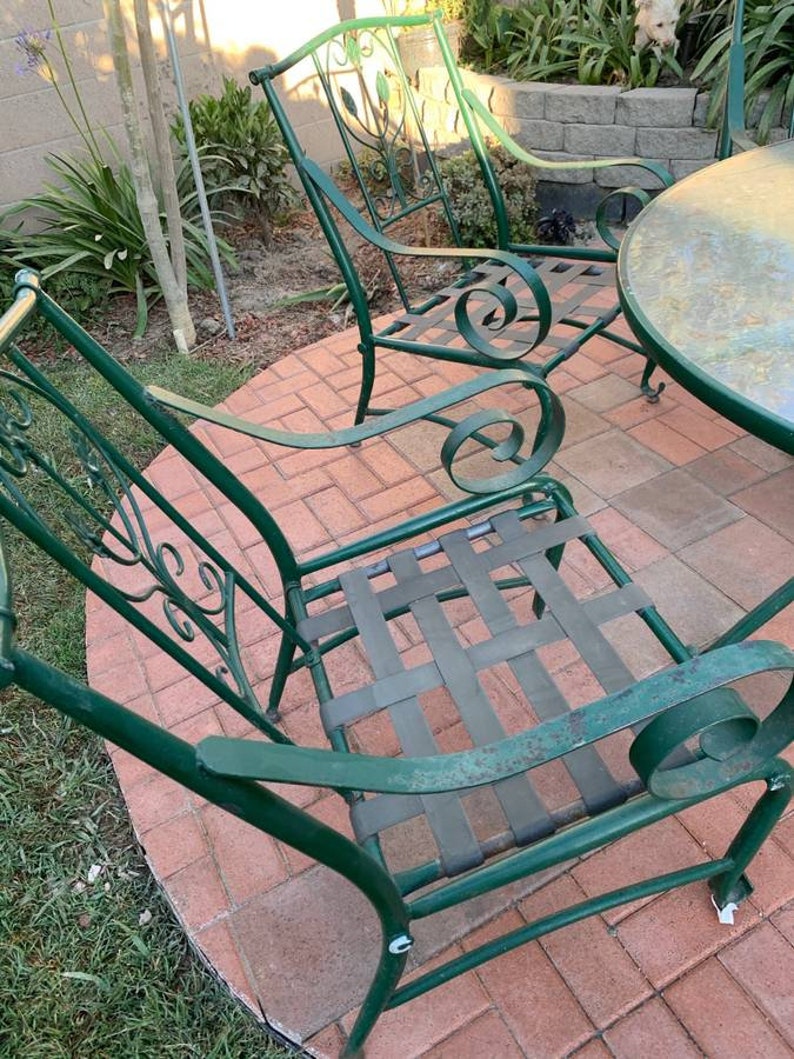 Vintage Wrought Iron Patio Dining Set Etsy