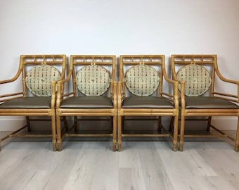 Vintage McGuire Style Rattan Arm Chairs ( many available-sold individually)