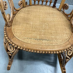Antique Victorian Wood and Wicker Rocker With Woven Rattan Seat, Hand ...