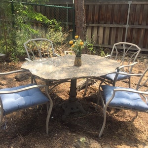 Vintage Granite and Wrought Iron Patio set