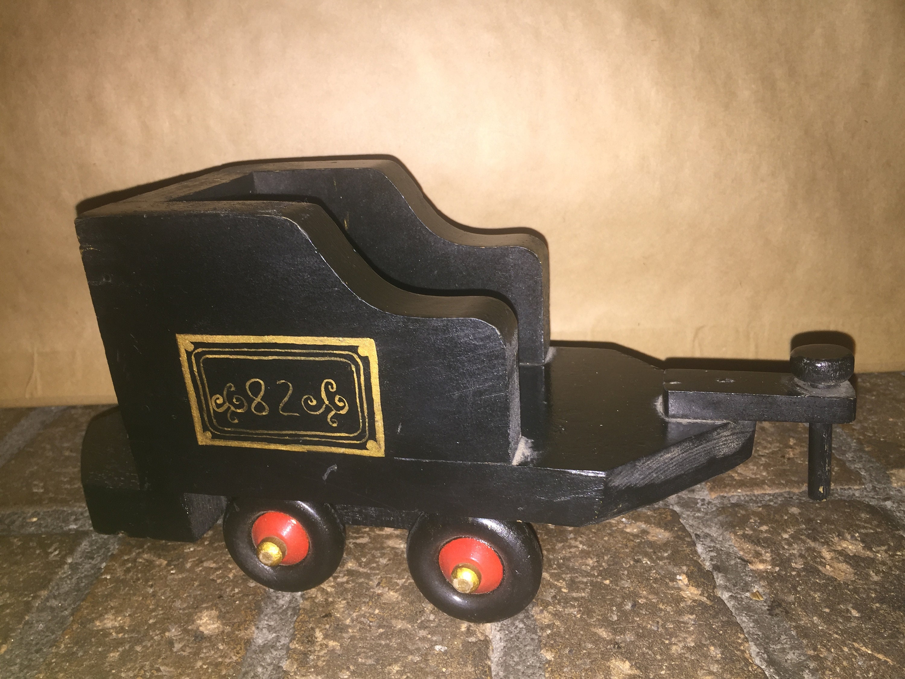 Antique Wood Toy Train Engine and Coal Car | Etsy