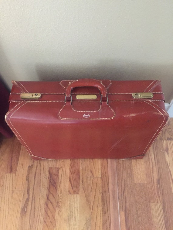 Vintage 1940s /1950s 24" Towne Leather Suitcase /… - image 3