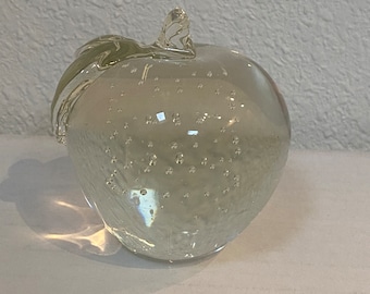 Vintage Handblown Glass Controlled Bubble Apple paperweight