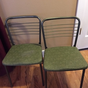 Pair of Vintage Green Cosco &quot;Fashionfold&quot; gateleg folding chairs