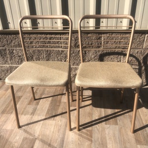 Pair of Vintage Beige Cosco &quot;Fashionfold&quot; gateleg folding chairs