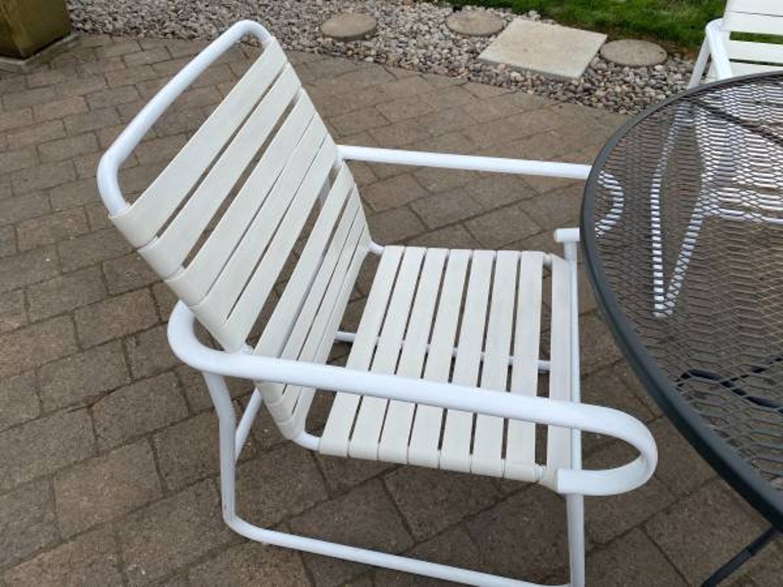 Vintage Set of 4 Vinyl Strap Patio Lounge Chairs with Etsy