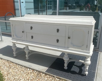 Vintage Shabby Chic White Buffet Sideboard Credenza