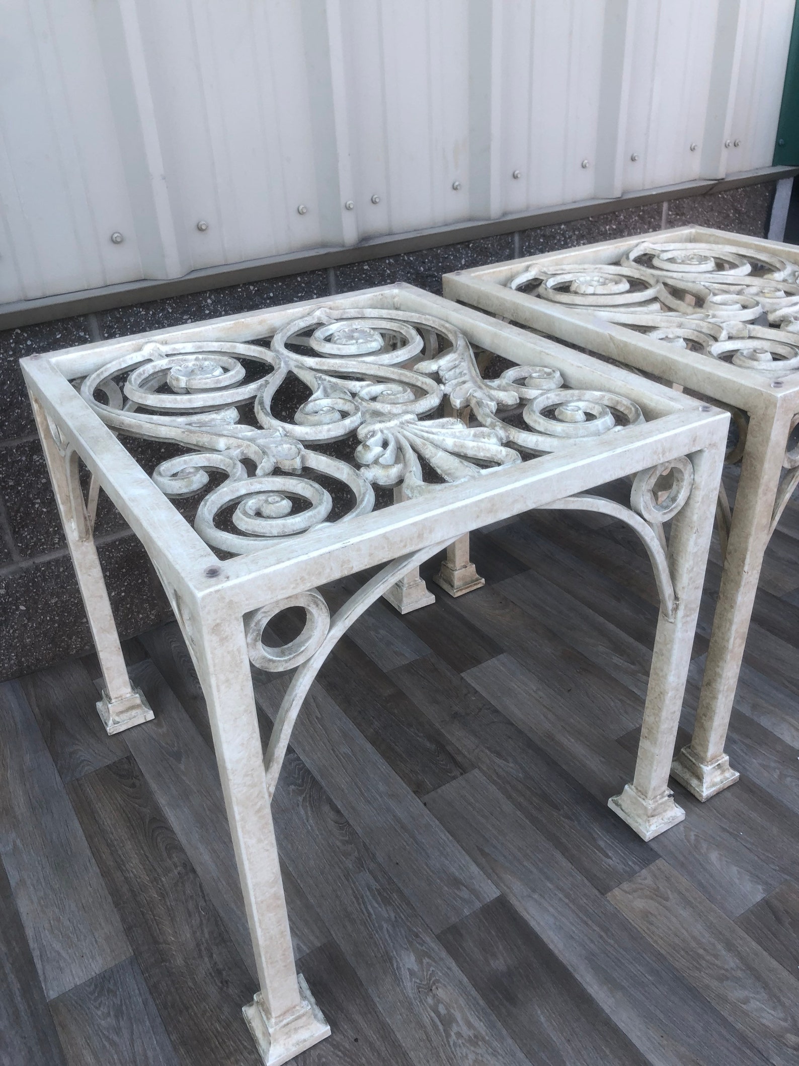 Pair of Vintage Wrought Iron Patio Side Tables No Glass Etsy