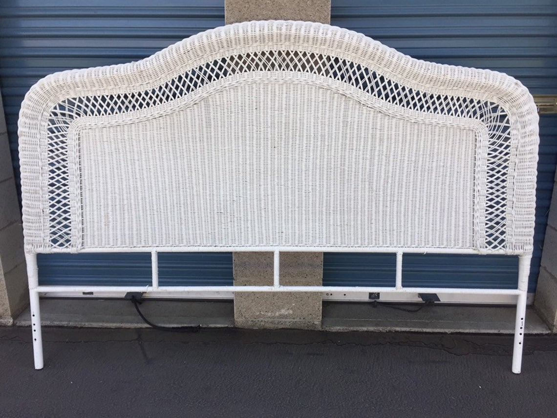 Vintage Wicker Rattan Headboard King Size shabby chic Etsy