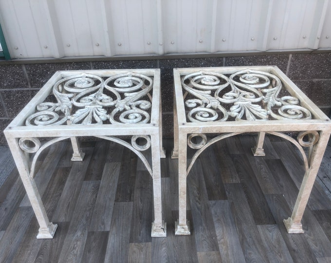 Pair of Vintage Wrought Iron Patio Side Tables No Glass Etsy
