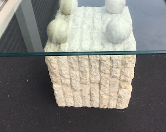Vintage Tesselated Travertine Side Table by Maitland-Smith-