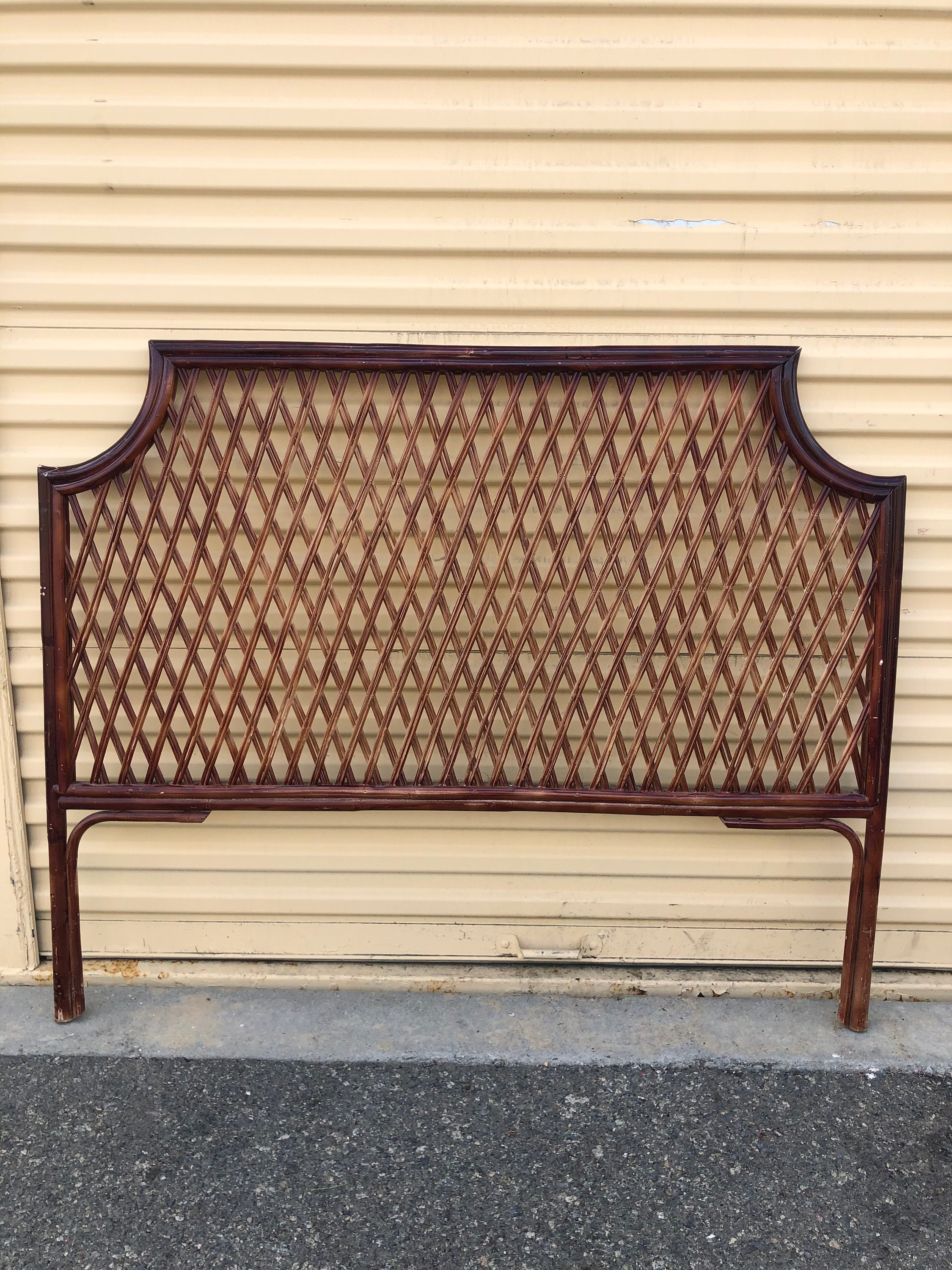 Vintage Mid Century Wicker Rattan Headboard Full Size Etsy